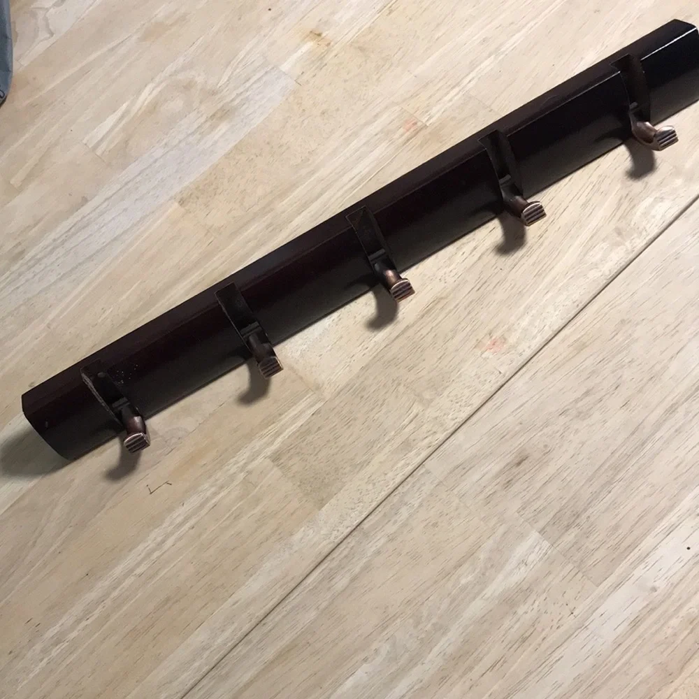 Wooden and Brass Coat Hanger - Picture 2 of 5